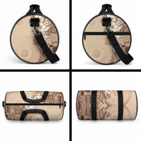Kia Orana Cook Islands Tapa Floral With Cross Duffle Bag Beige LT7 - Polynesian Pride