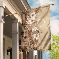 Kia Orana Cook Islands Tapa Floral With Cross Garden Flag Beige LT7 House Flag Beige - Polynesian Pride