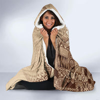 Kia Orana Cook Islands Tapa Floral With Cross Hooded Blanket Beige LT7 - Polynesian Pride