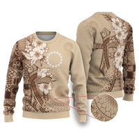 Kia Orana Cook Islands Tapa Floral With Cross Ugly Christmas Sweater Beige LT7 Beige - Polynesian Pride
