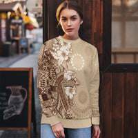 Kia Orana Cook Islands Tapa Floral With Cross Ugly Christmas Sweater Beige LT7 - Polynesian Pride