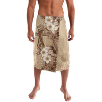 Kia Orana Cook Islands Tapa Floral With Cross Lavalava Beige