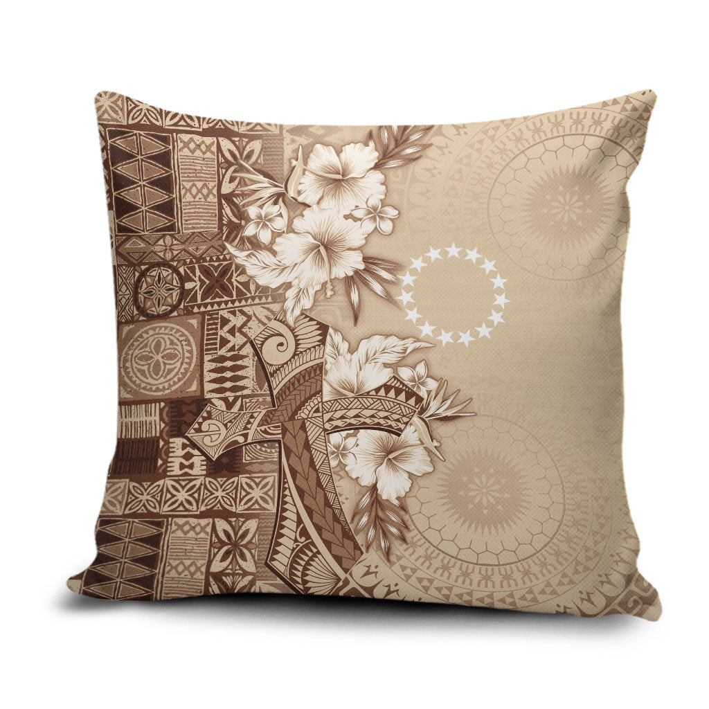 Kia Orana Cook Islands Tapa Floral With Cross Pillow Cover Beige LT7 Beige - Polynesian Pride