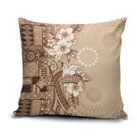 Kia Orana Cook Islands Tapa Floral With Cross Pillow Cover Beige LT7 Beige - Polynesian Pride