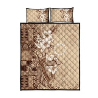 Kia Orana Cook Islands Tapa Floral With Cross Quilt Bed Set Beige LT7 - Polynesian Pride