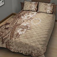 Kia Orana Cook Islands Tapa Floral With Cross Quilt Bed Set Beige LT7 - Polynesian Pride
