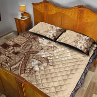 Kia Orana Cook Islands Tapa Floral With Cross Quilt Bed Set Beige LT7 - Polynesian Pride