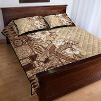 Kia Orana Cook Islands Tapa Floral With Cross Quilt Bed Set Beige LT7 - Polynesian Pride