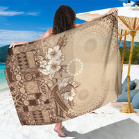 Kia Orana Cook Islands Tapa Floral With Cross Sarong Beige