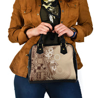 Kia Orana Cook Islands Tapa Floral With Cross Shoulder Handbag Beige