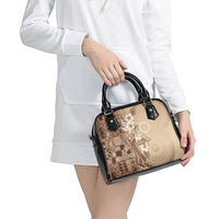 Kia Orana Cook Islands Tapa Floral With Cross Shoulder Handbag Beige