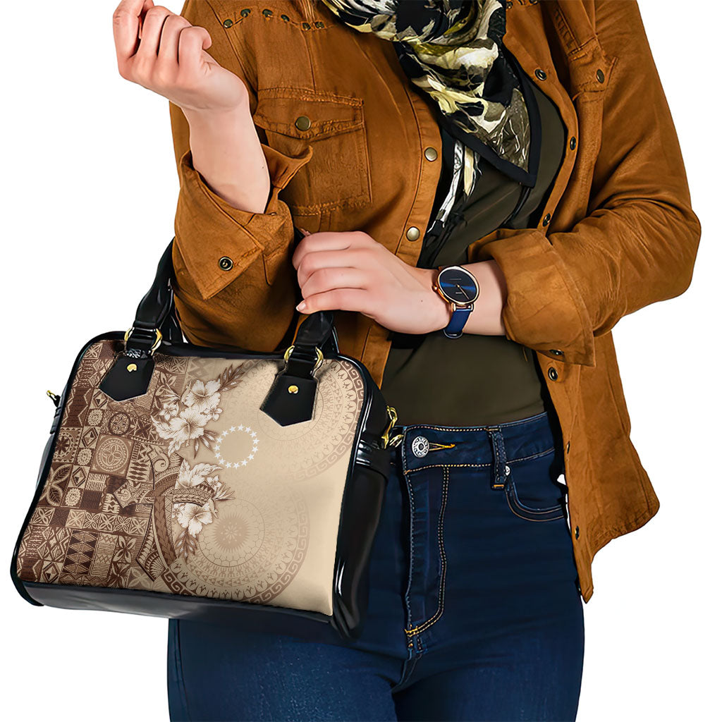 Kia Orana Cook Islands Tapa Floral With Cross Shoulder Handbag Beige