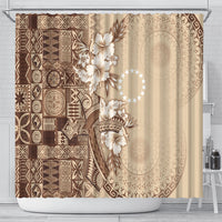 Kia Orana Cook Islands Tapa Floral With Cross Shower Curtain Beige LT7 - Polynesian Pride