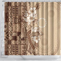 Kia Orana Cook Islands Tapa Floral With Cross Shower Curtain Beige LT7 - Polynesian Pride