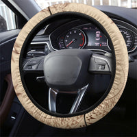 Kia Orana Cook Islands Tapa Floral With Cross Steering Wheel Cover Beige LT7 - Polynesian Pride