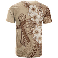 Kia Orana Cook Islands Tapa Floral With Cross T Shirt Beige LT7 - Polynesian Pride