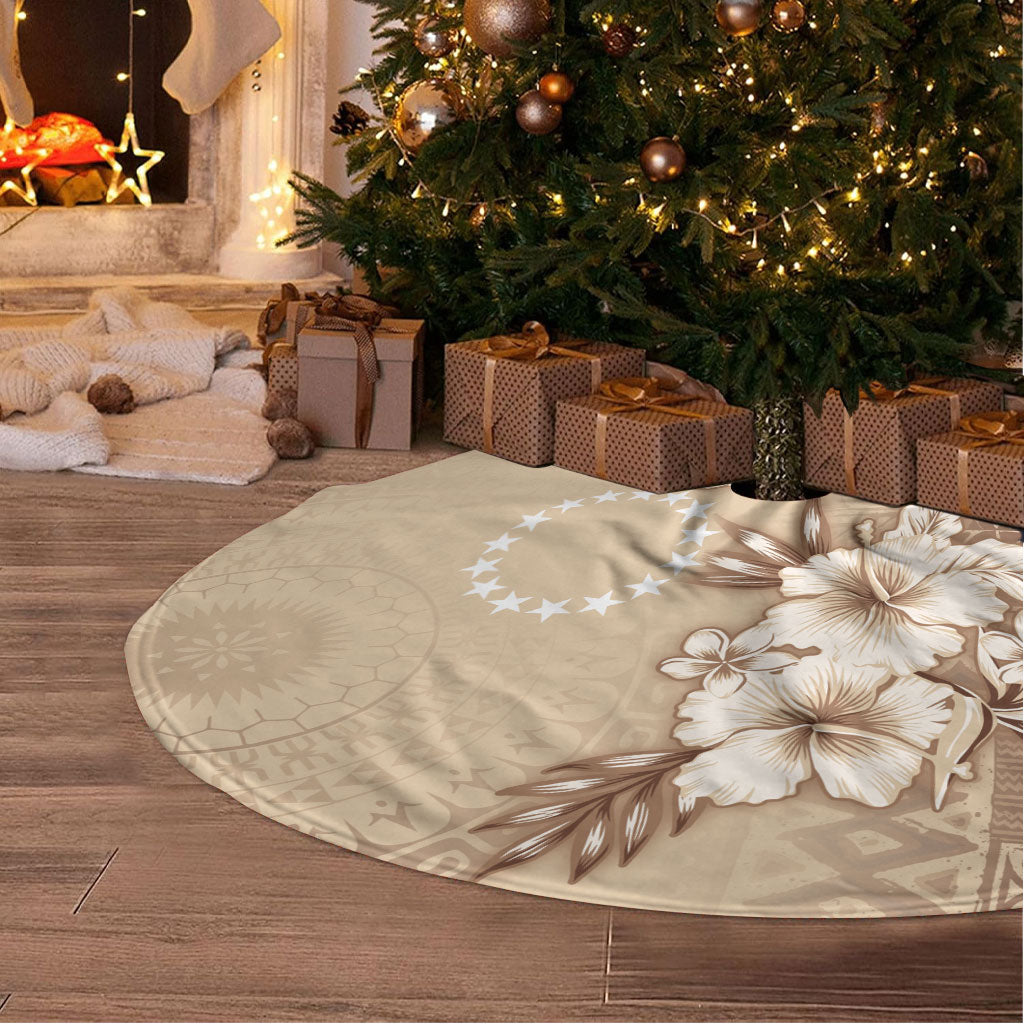 Kia Orana Cook Islands Tapa Floral With Cross Tree Skirt Beige LT7 - Polynesian Pride