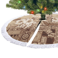 Kia Orana Cook Islands Tapa Floral With Cross Tree Skirt Beige LT7 - Polynesian Pride