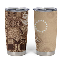 Kia Orana Cook Islands Tapa Floral With Cross Tumbler Cup Beige LT7 Beige - Polynesian Pride