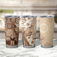 Kia Orana Cook Islands Tapa Floral With Cross Tumbler Cup Beige LT7 - Polynesian Pride