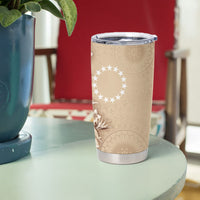 Kia Orana Cook Islands Tapa Floral With Cross Tumbler Cup Beige LT7 - Polynesian Pride