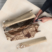 Kia Orana Cook Islands Tapa Floral With Cross Umbrella Beige