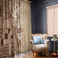 Kia Orana Cook Islands Tapa Floral With Cross Window Curtain Beige