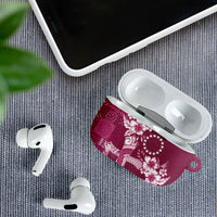 Kia Orana Cook Islands Tapa Floral With Cross AirPods Case Maroon LT7 - Polynesian Pride