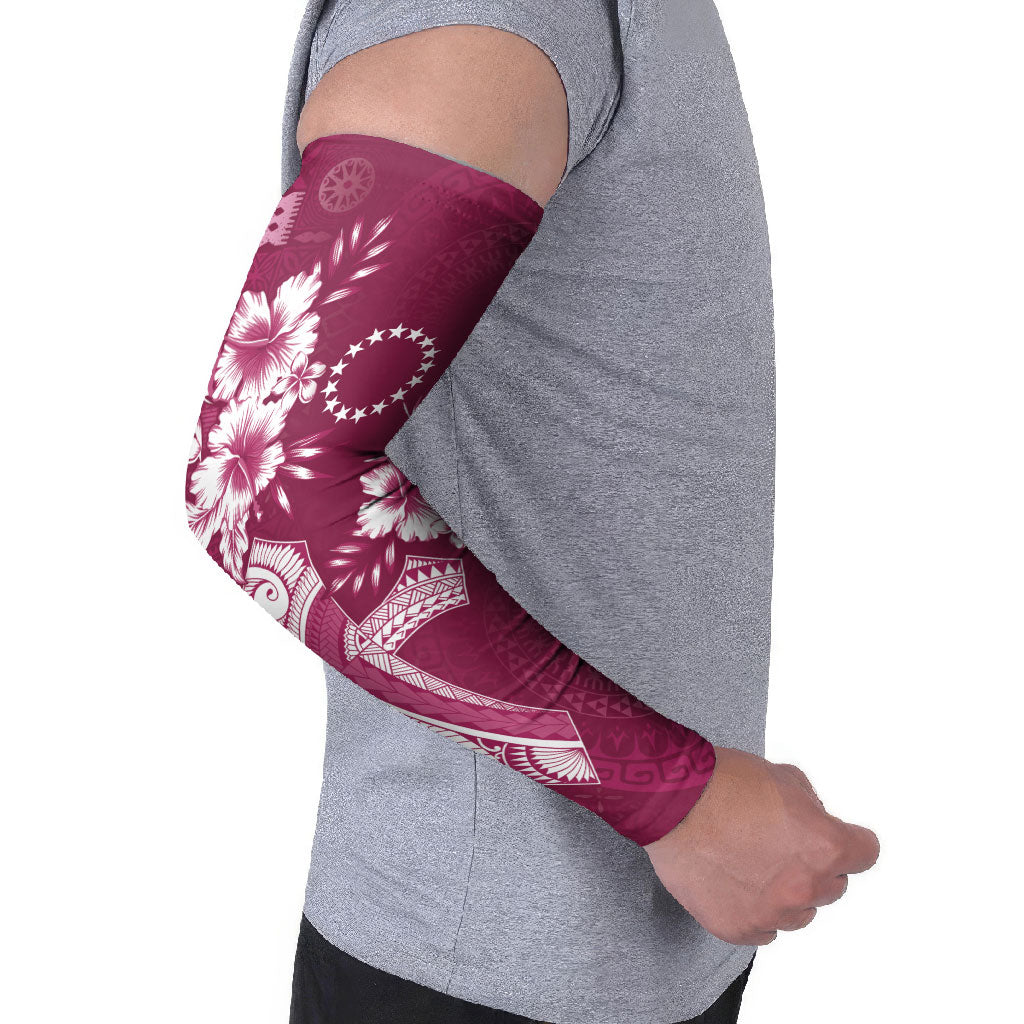 Kia Orana Cook Islands Tapa Floral With Cross Arm Sleeves Maroon