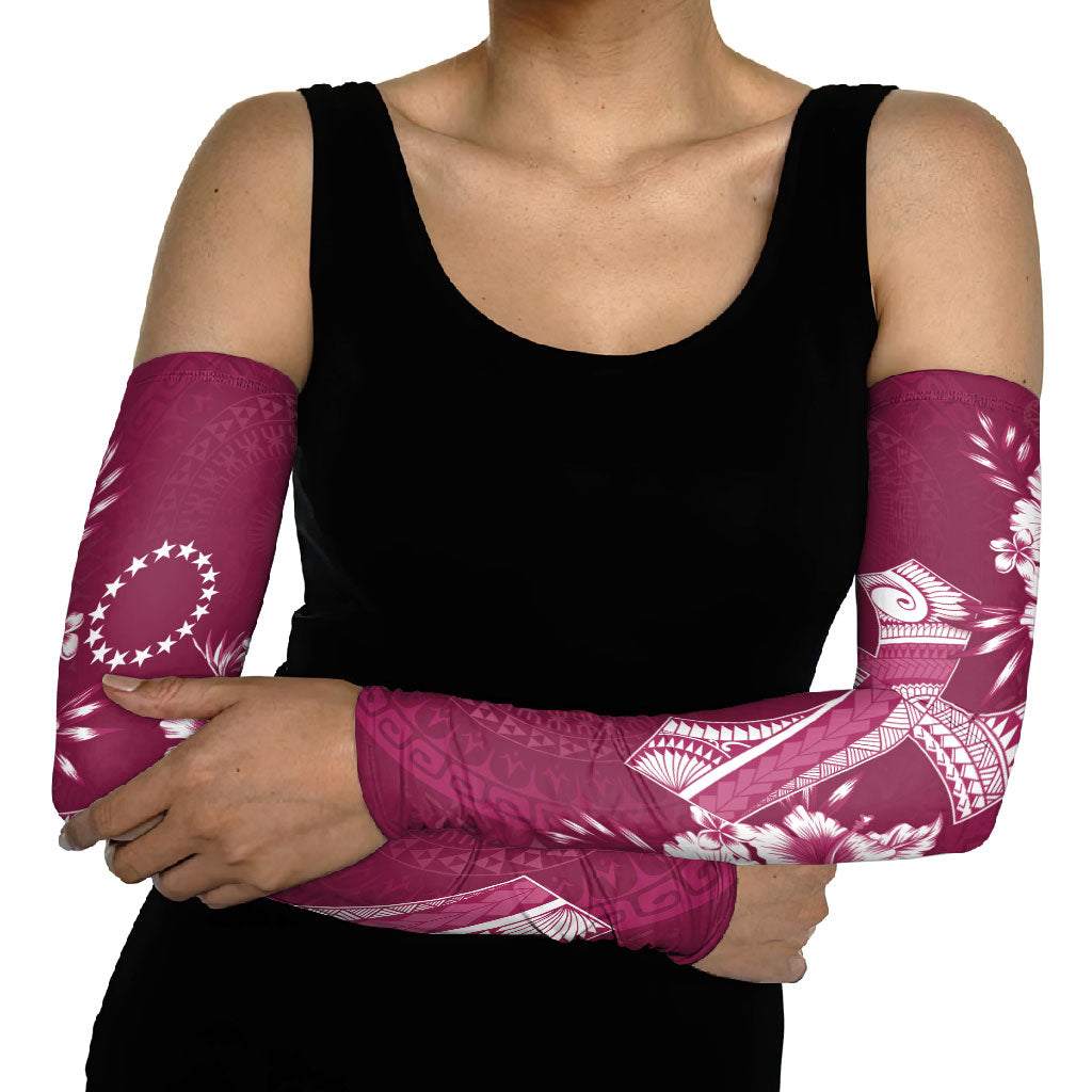 Kia Orana Cook Islands Tapa Floral With Cross Arm Sleeves Maroon