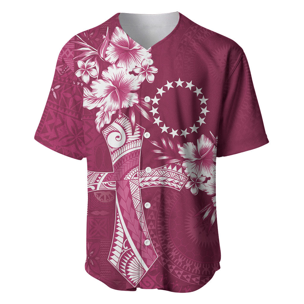Kia Orana Cook Islands Tapa Floral With Cross Baseball Jersey Maroon LT7 Maroon - Polynesian Pride
