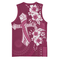 Kia Orana Cook Islands Tapa Floral With Cross Basketball Jersey Maroon LT7 - Polynesian Pride