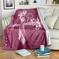 Kia Orana Cook Islands Tapa Floral With Cross Blanket Maroon