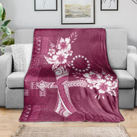 Kia Orana Cook Islands Tapa Floral With Cross Blanket Maroon