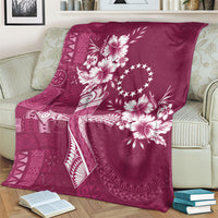 Kia Orana Cook Islands Tapa Floral With Cross Blanket Maroon