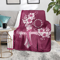 Kia Orana Cook Islands Tapa Floral With Cross Blanket Maroon