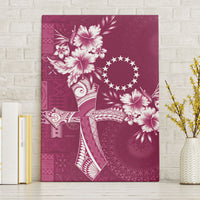 Kia Orana Cook Islands Tapa Floral With Cross Canvas Wall Art Maroon