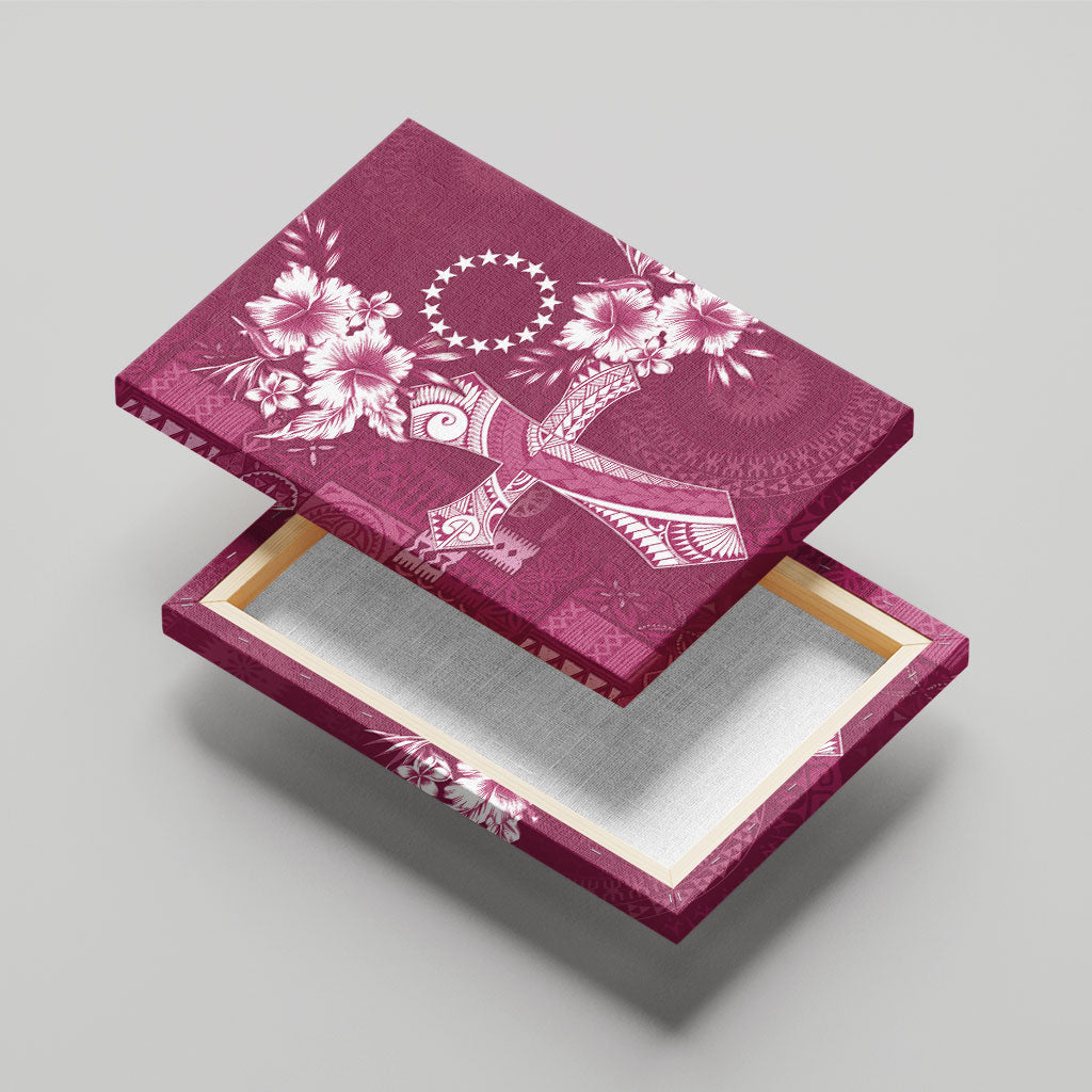 Kia Orana Cook Islands Tapa Floral With Cross Canvas Wall Art Maroon