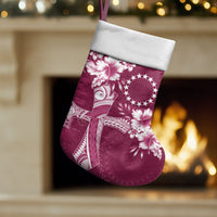 Kia Orana Cook Islands Tapa Floral With Cross Christmas Stocking Maroon LT7 Set of 2 Maroon - Polynesian Pride