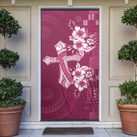 Kia Orana Cook Islands Tapa Floral With Cross Door Cover Maroon LT7 Maroon - Polynesian Pride