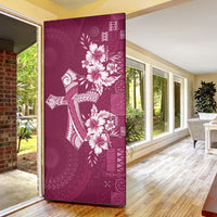 Kia Orana Cook Islands Tapa Floral With Cross Door Cover Maroon LT7 - Polynesian Pride