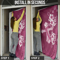 Kia Orana Cook Islands Tapa Floral With Cross Door Cover Maroon LT7 - Polynesian Pride