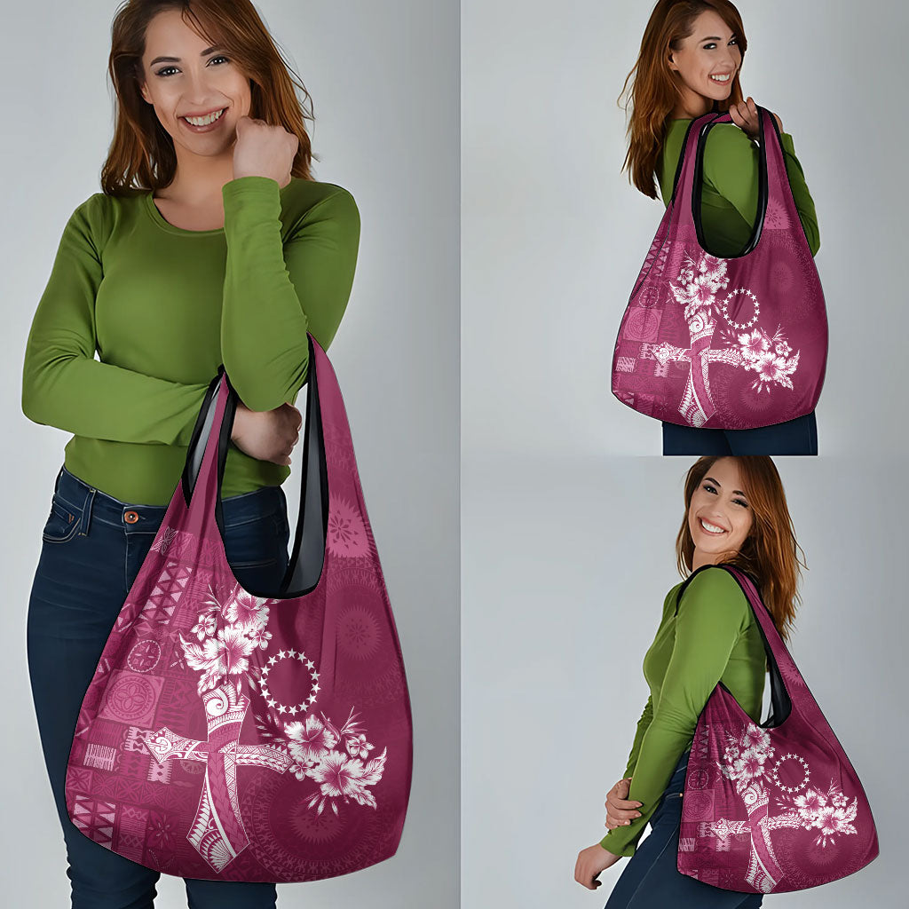 Kia Orana Cook Islands Tapa Floral With Cross Grocery Bag Maroon LT7 - Polynesian Pride