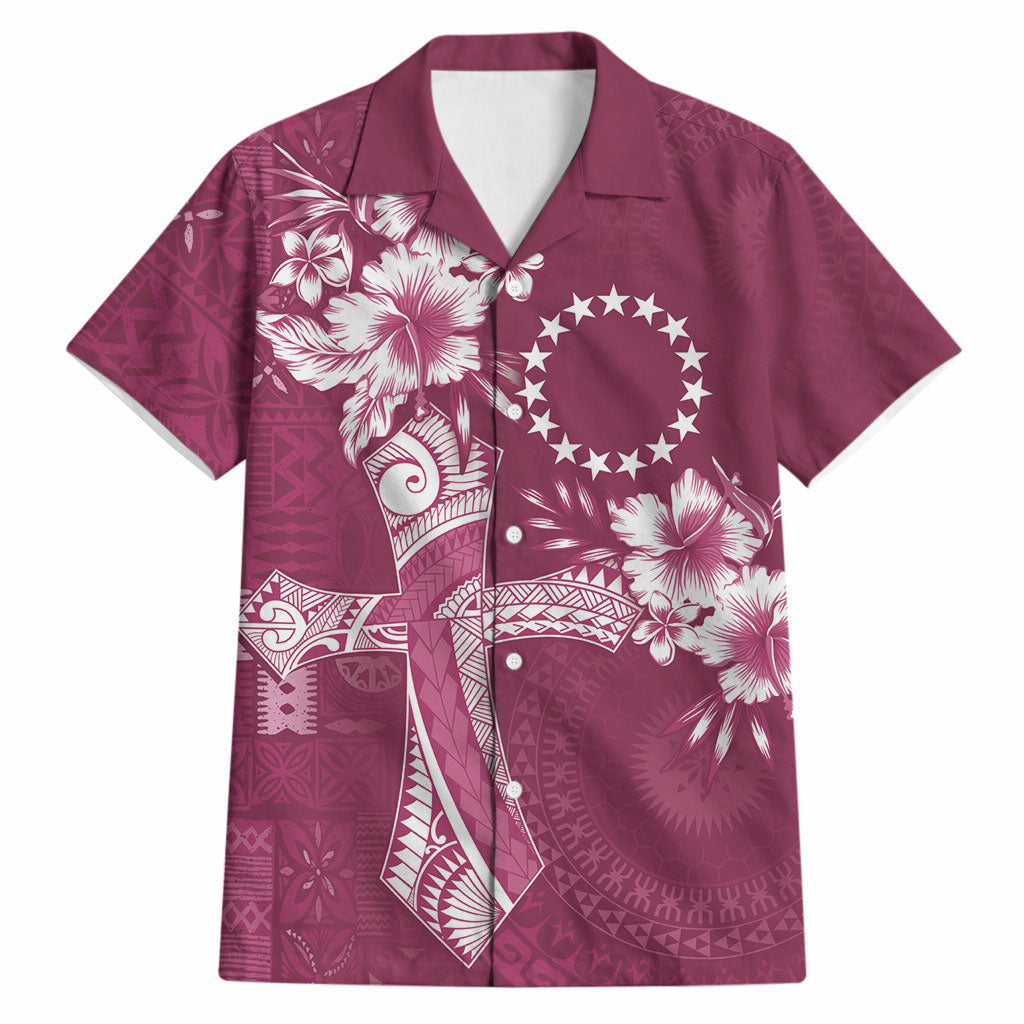 Kia Orana Cook Islands Tapa Floral With Cross Hawaiian Shirt Maroon LT7 Maroon - Polynesian Pride