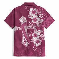 Kia Orana Cook Islands Tapa Floral With Cross Hawaiian Shirt Maroon LT7 - Polynesian Pride
