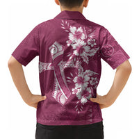 Kia Orana Cook Islands Tapa Floral With Cross Hawaiian Shirt Maroon LT7 - Polynesian Pride