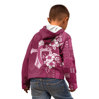 Kia Orana Cook Islands Tapa Floral With Cross Kid Hoodie Maroon LT7 - Polynesian Pride