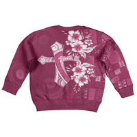 Kia Orana Cook Islands Tapa Floral With Cross Kid Ugly Christmas Sweater Maroon LT7 - Polynesian Pride