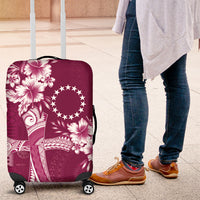 Kia Orana Cook Islands Tapa Floral With Cross Luggage Cover Maroon LT7 Maroon - Polynesian Pride