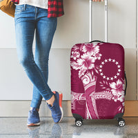 Kia Orana Cook Islands Tapa Floral With Cross Luggage Cover Maroon LT7 - Polynesian Pride